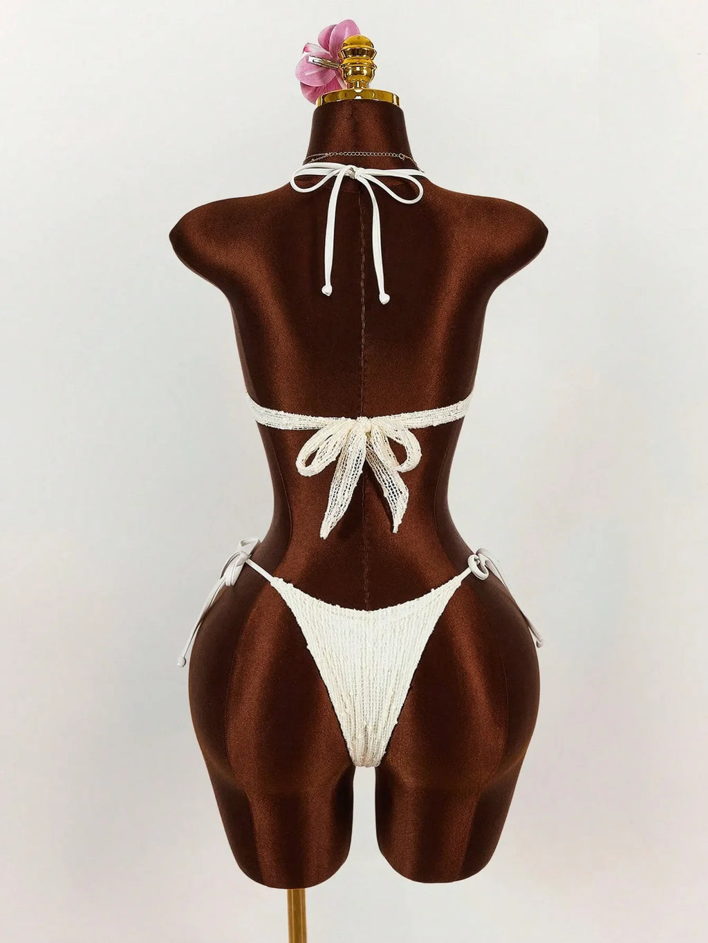 Sexy Metal Buckle Push Up Bikini Set 2026 Women Hollow Out Mesh Long Sleeve Cover Up 3 Piece Swimsuit Pool Bathing Suit Swimwear