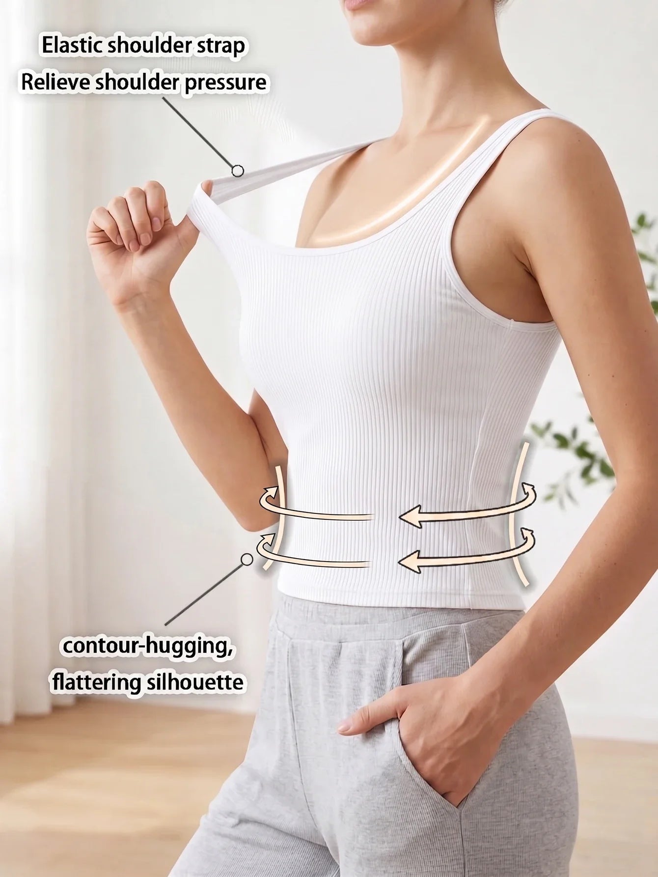 Racerback Tank Top for Women Sleeveless Ribbed Padded Camisole Summer Casual Sports Top Vest