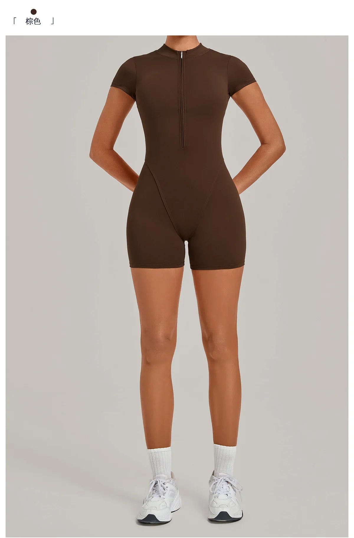 Half-zipper Slimming Yoga Jumpsuit Women Hollow Out Backless Sports One Piece Suits Short Sleeve Butt Lifting Tight Overalls