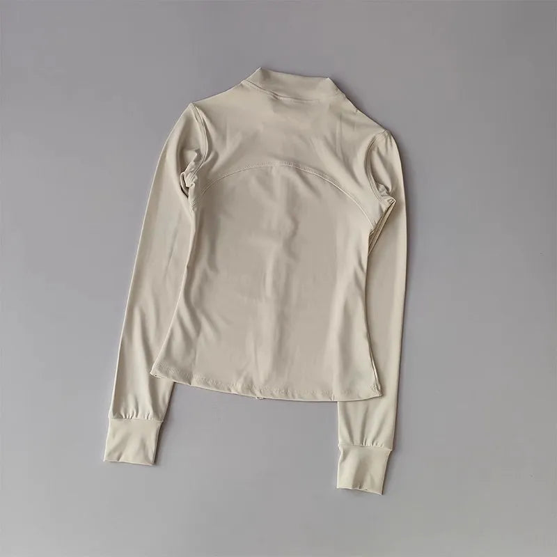 Women's High-End Yoga Fitness Suit Standing Collar Long-Sleeved Sports Jacket for Active Wear And Exercise