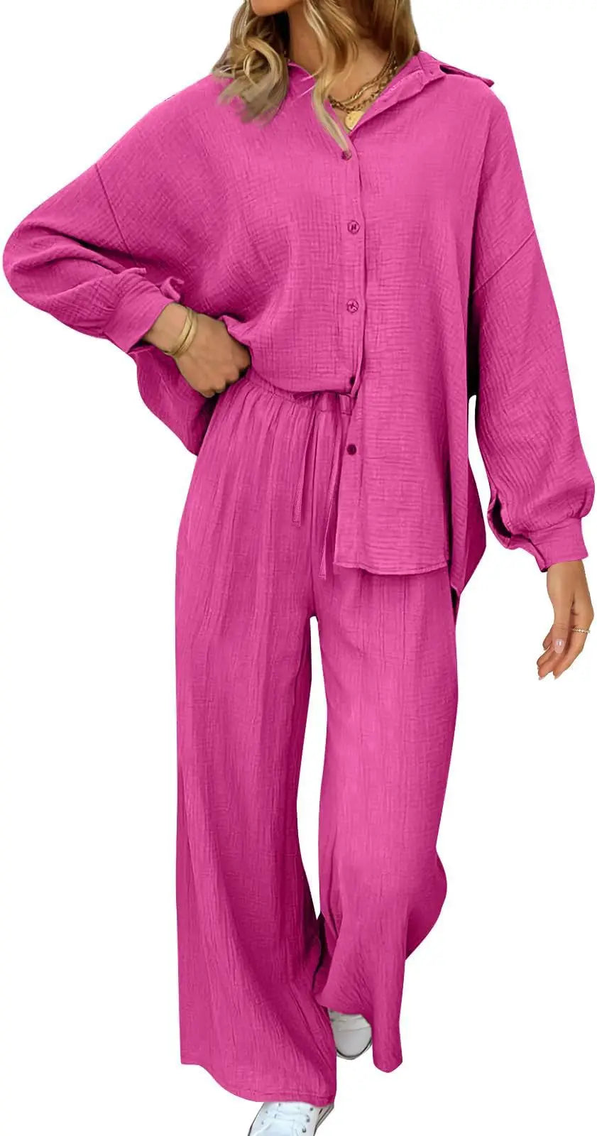 2026 Spring and Summer Casual Suit New Fashion Suit Loose Casual Top Wide Leg Pants Two-piece Set for Women