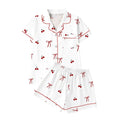 Women's Sleepwear Women's Comfort Printed Pajamas Set Milk Silk Cardigan Short Sleeve Shorts Homewear Set