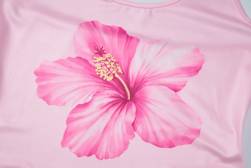 FDYOUI 2026 Summer Flower Print Pink Tank Tops for Women Casual Sexy Backless Crop Top Girls Sleeveless T-shirt Y2K Streetwear