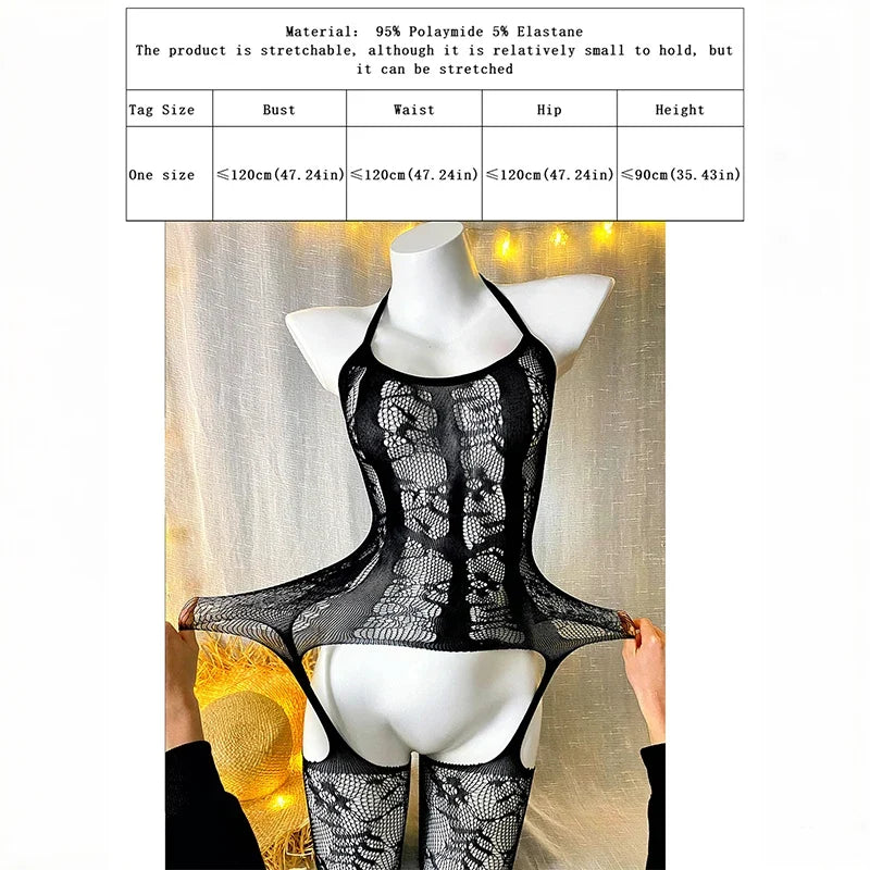 1PC Women Sexy Fishnet Beach Cover Up Hollow Out Bodycon Bodysuit See Through Summer Swimwear