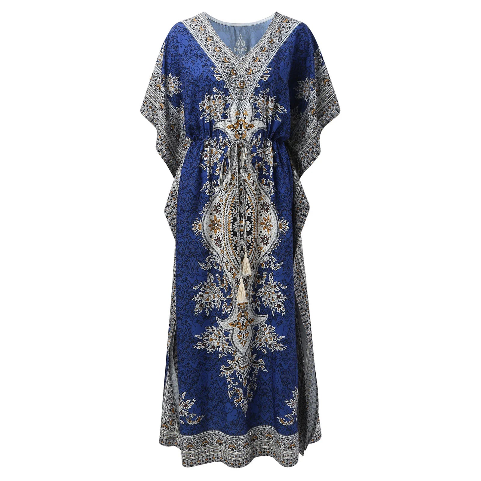 Dresses For Womens Kimono Style Vintage Printed Loose Summer Beach Clothes Personality Weastern Funny Women Dresses Casual