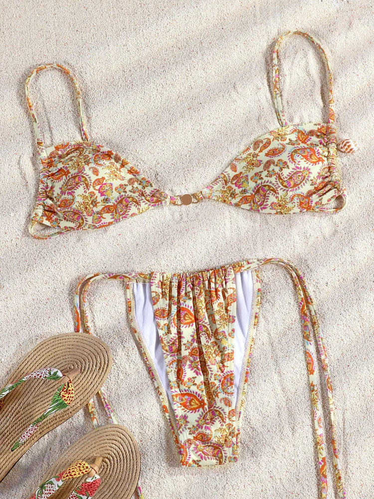 Miyouj Glitter Fabric Bikinis 2026 Sexy Bikini Set Folds Swimsuit Female Halter Bathing Suit Women Swimwear New Beachwear