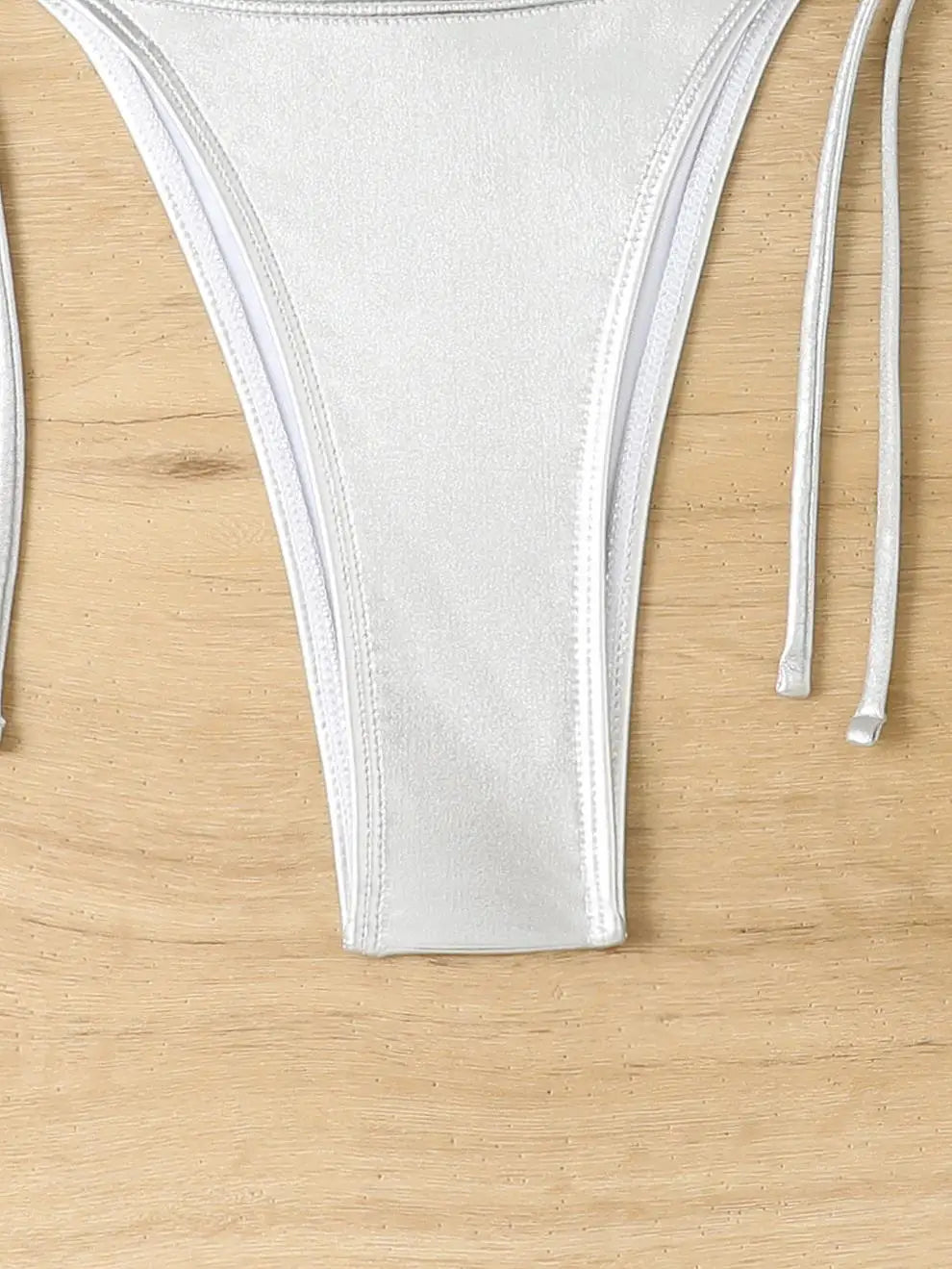 Sexy Shiny Silver Bikini Set Women Push Up Micro Swimsuit 2025 Brazilian Beach Bathing Suit Tie Side Thong Swimwear Biquini