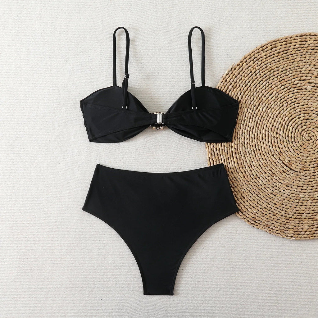 High Waist Bikini Women's Swimsuit Two-piece Bathing Suits Bandeau Woman Swimwear Trend Bikinis Sets Brazilian Beach Wear