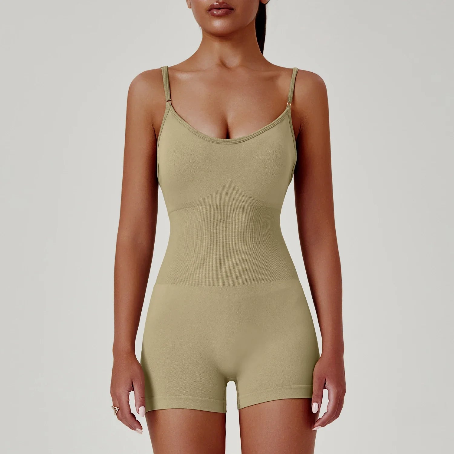 Solid Color Cross Back One Piece Yoga Shorts - Comfortable Cropped Yoga Jumpsuit for Women