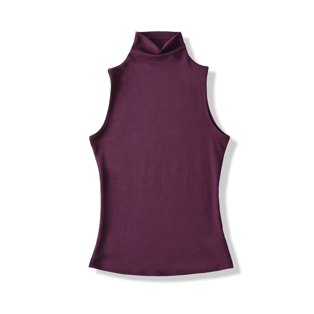Spring Pure Desire Hot Girl Style Elastic Slim Fit Half High Collar Inner Layer Base Shirt Vest Solid Color Casual Fashion L25M