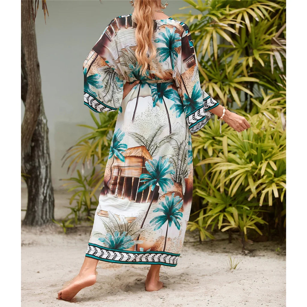 13 Colors Printed With Belt Crochet Knitted Tunic Beach Cover Up Cover-ups Beach Dress Beach Wear Beachwear Female Women K7201
