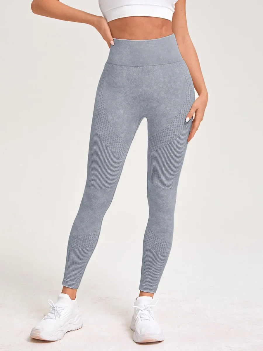 Retro Stone Wash Sportswear Woman Gym Yoga Pants Distressed Seamless High Waist  Women Sports Leggings Tummy Control Squat-Proof