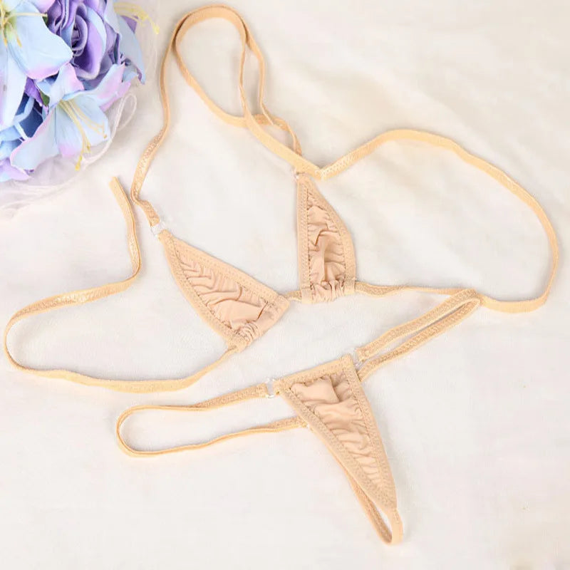 DEKA Solid Women Transparent Mini Micro Bikini Set Bandage Thong Underwear G-String Bra Swimsuit Brazilian Swimwear Sleepwear