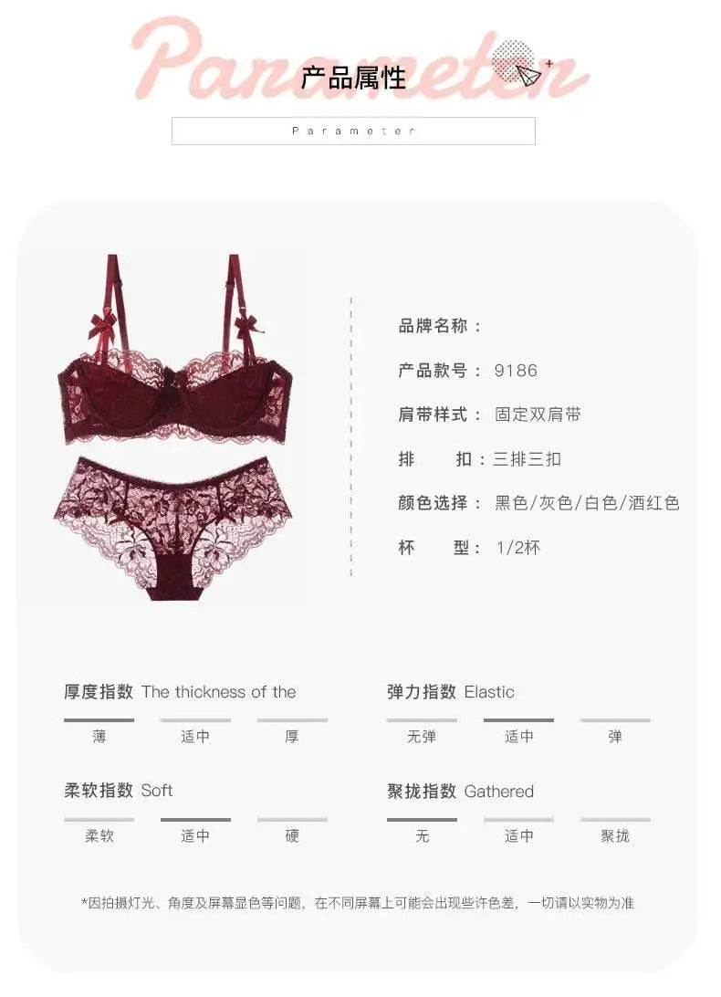 Aesthetic French Lace Minimizer Bra - Thin Strap Bralette Reduces Full Bust, Elegant Lift & Seamless Design MOYISU Sexy Panty BB