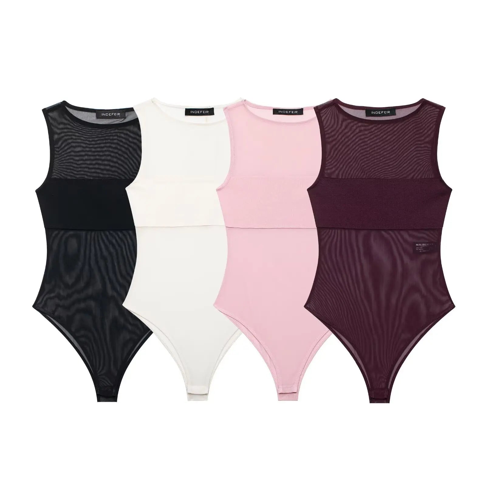 Women's Patchwork Silk Mesh Jumpsuit WHEF