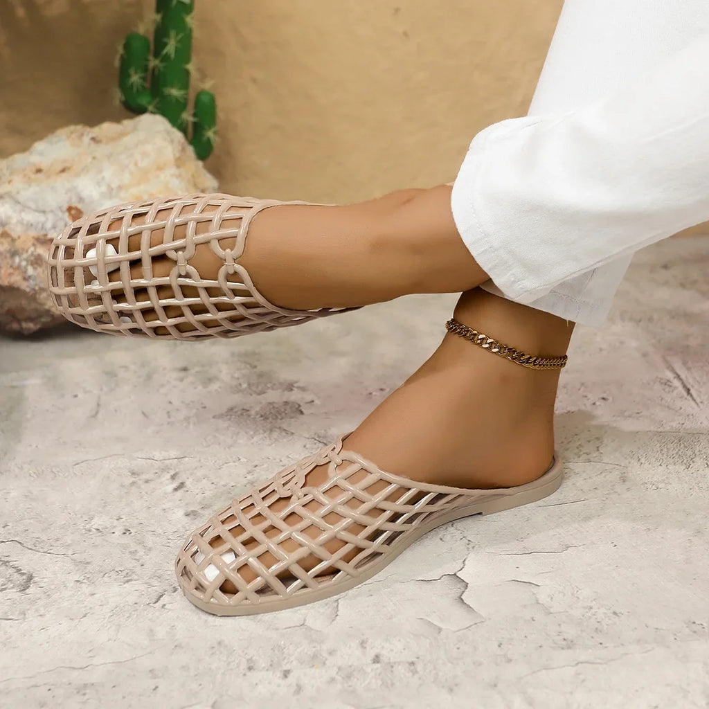 2025 New Women Fashion Slippers Summer Platform Shoes Soft PVC Slip-on Sandals Breathable Cut-out Ladies Beach Street Slides