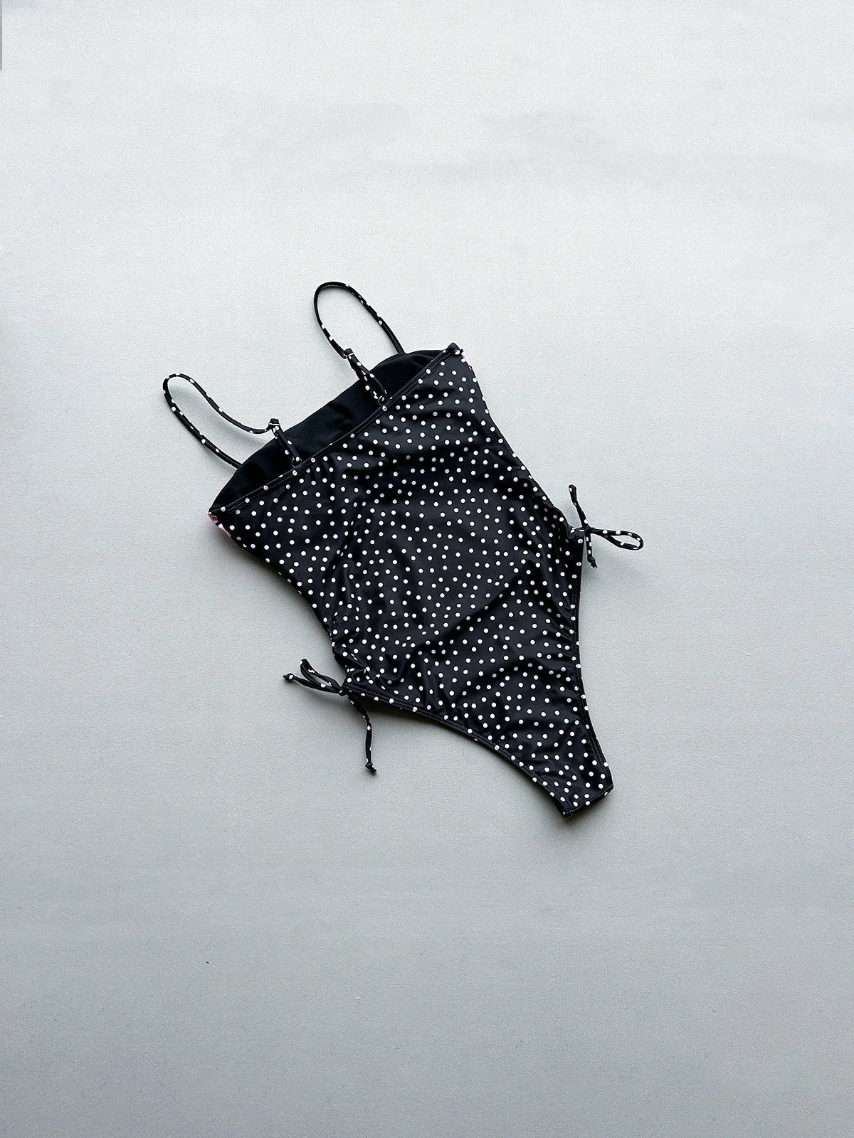 2026 Summer Women's One-piece Suit Swimwear Dot Patchwork Swimsuit Strappy Bodysuit Bikini High Waist Push Up Monokini Beachwear