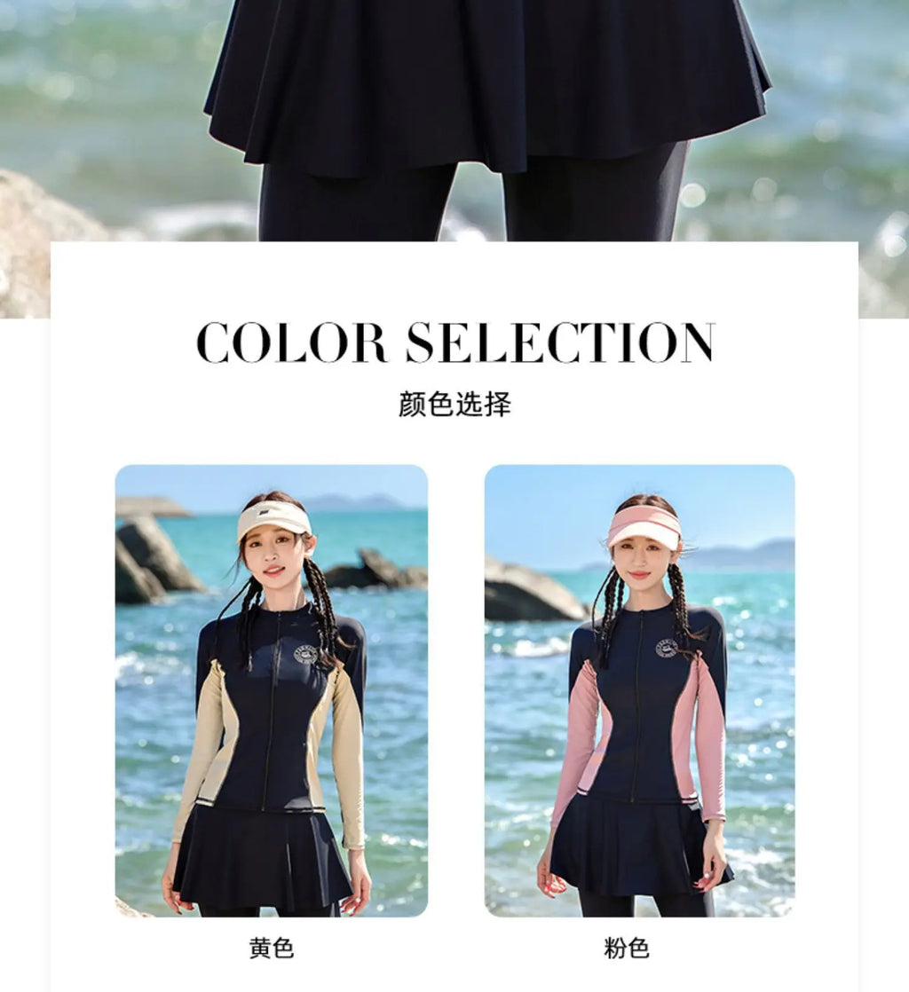 Split Swimsuit Women's Four Piece Sports Slimming Diving Beach Surfing Conservative Sun Protection Long Sleeved Swimsuit Set