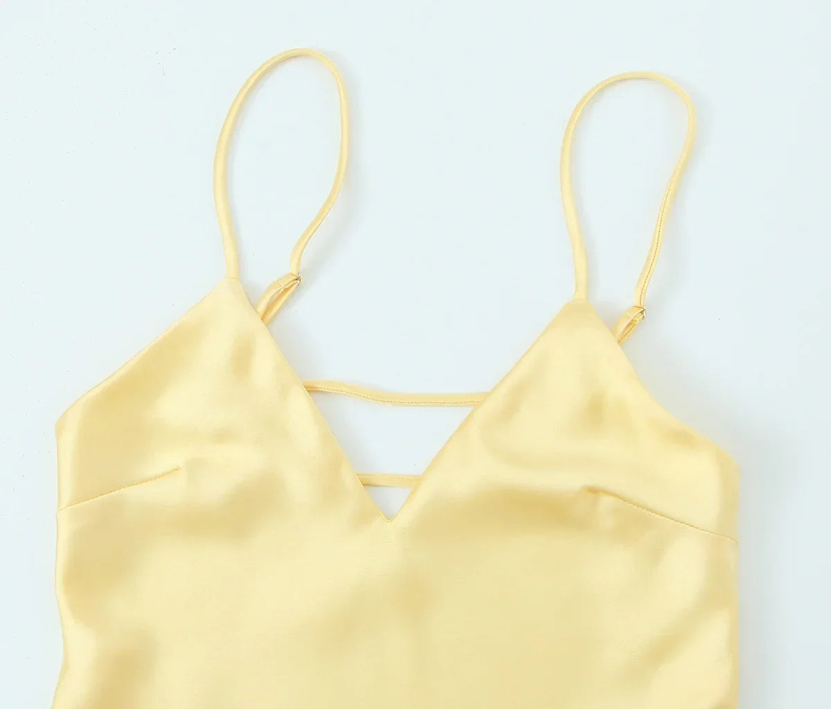 Foridol V Neck Backless Satin Long Dress Women Sexy Beach New in Maxi Summer Dress Spaghetti Strap Yellow Party Vestidos 2025
