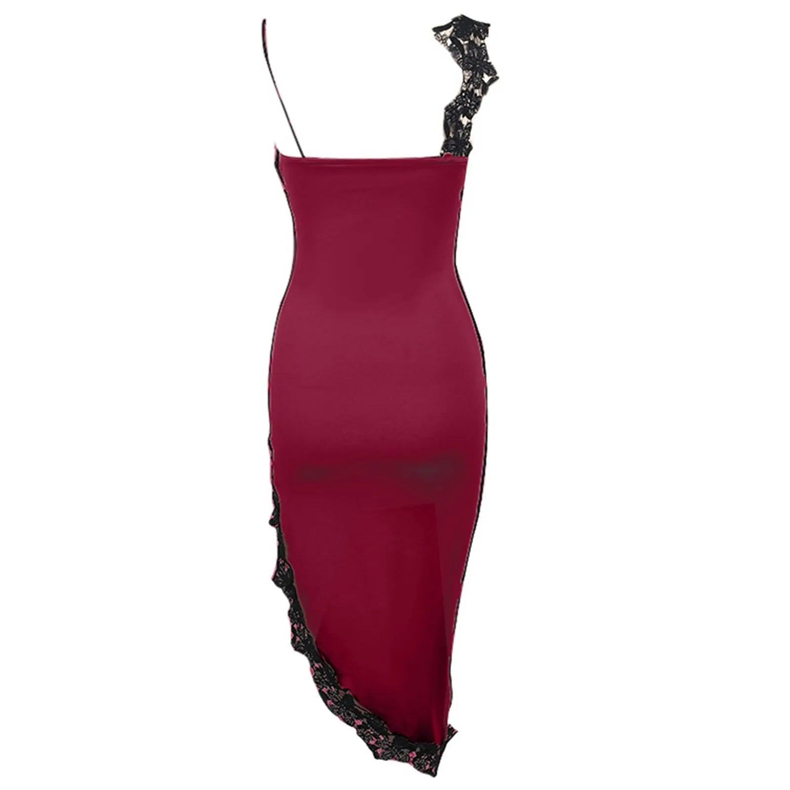 Womens Sexy Deep V Suspender Dress Lace Patchwork Slim Open Back Casual Dresses Summer High Waist Side Slit Midi Bodycon Dress