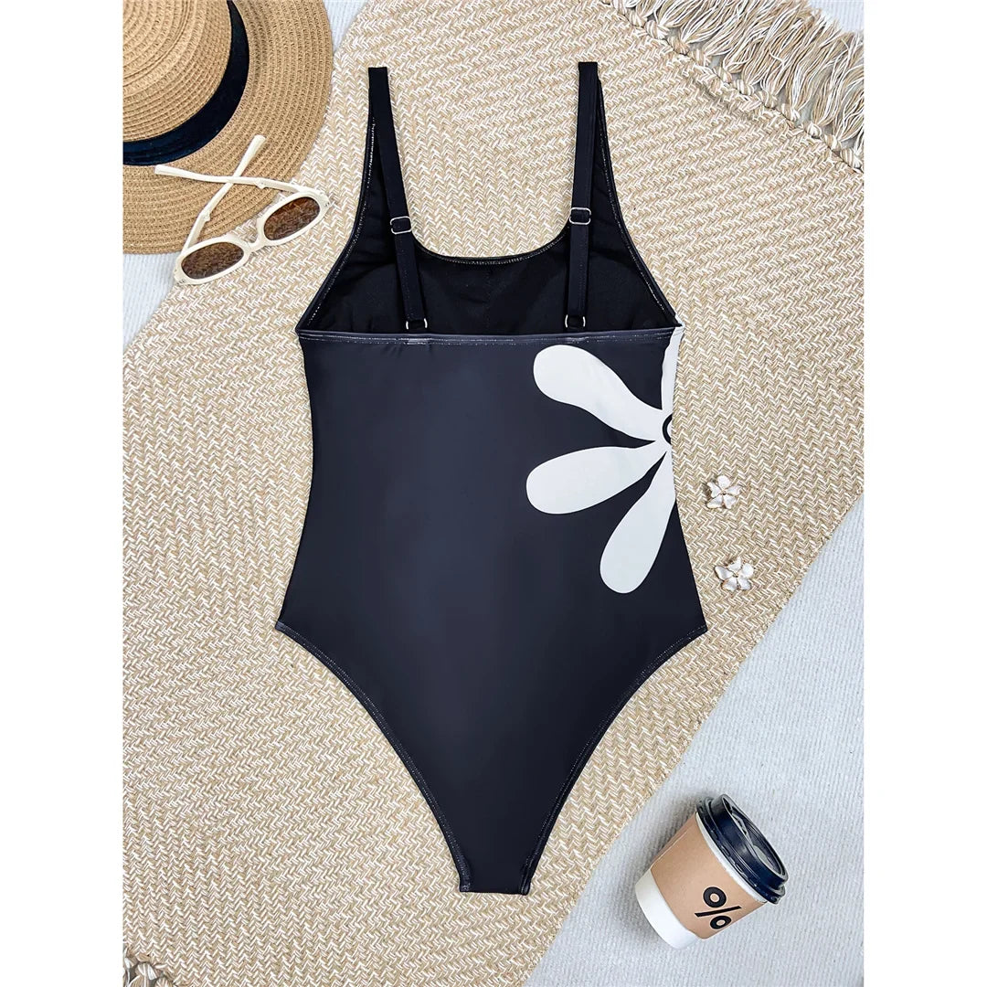 S - XL 2026 Flower Printed High Leg Cut Women Swimwear One Piece Swimsuit Female Monokini Padded Bather Bathing Suit Swim V8231
