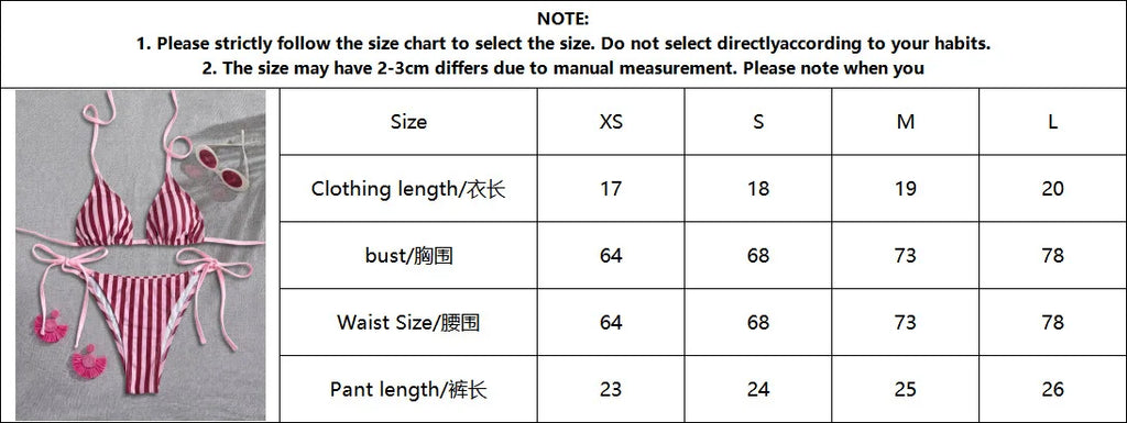 Sexy Pink Striped Micro Bikini 2026 Women Halter Push Up Bra Tie Side Thong Swimsuit Beach Bathing Suit Holiday Swimwear Biquini