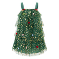 Women Fashion Christmas Dress Star Print Square Neck Sleeveless Layered Tulle Dresses with Plush Ball