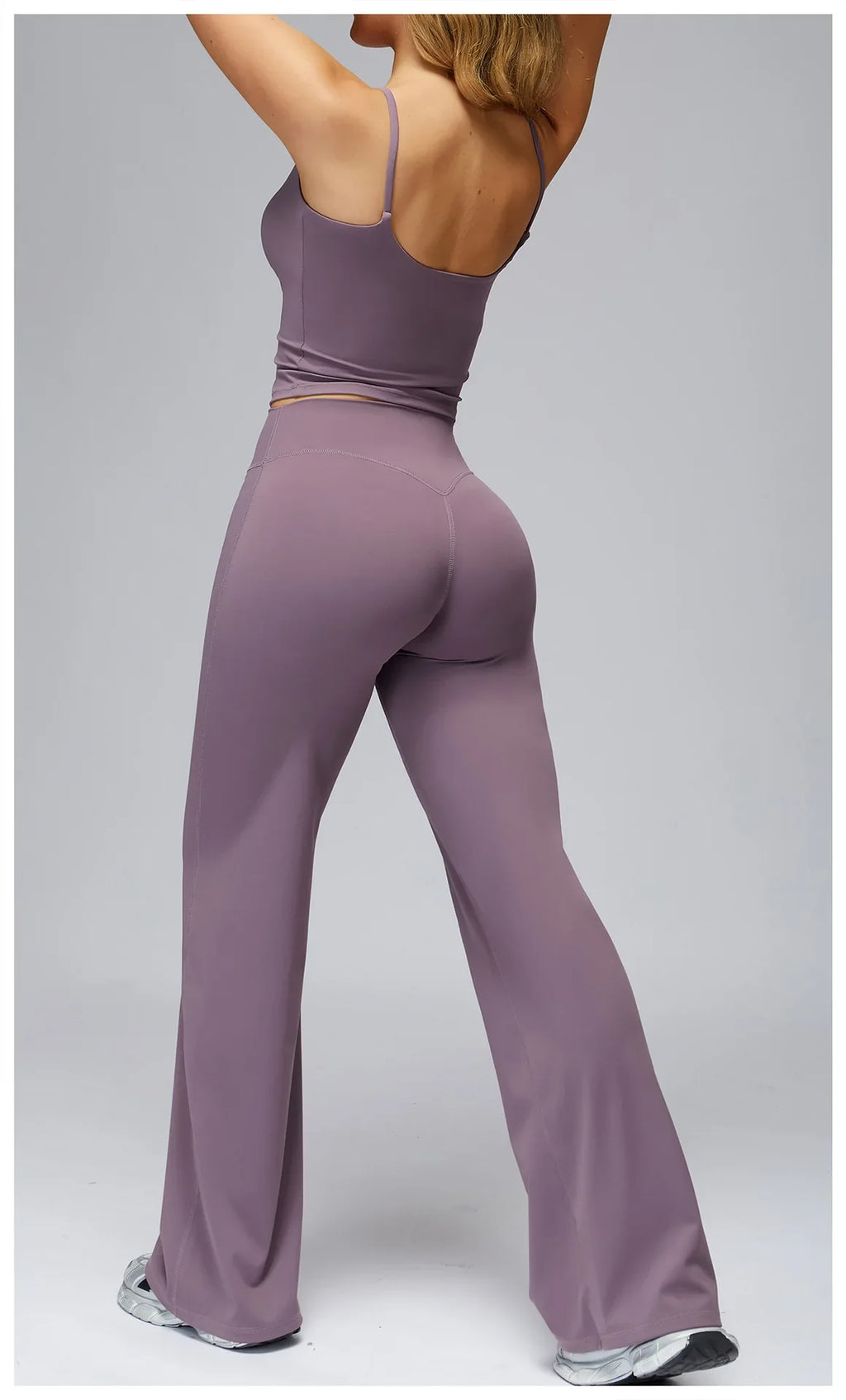 Yoga Suit Gym Fitness Set Hanging Neck Slim Sports Tank Top High Waist Wide Leg Pants Tracksuit Outdoor Running Athletic Wear