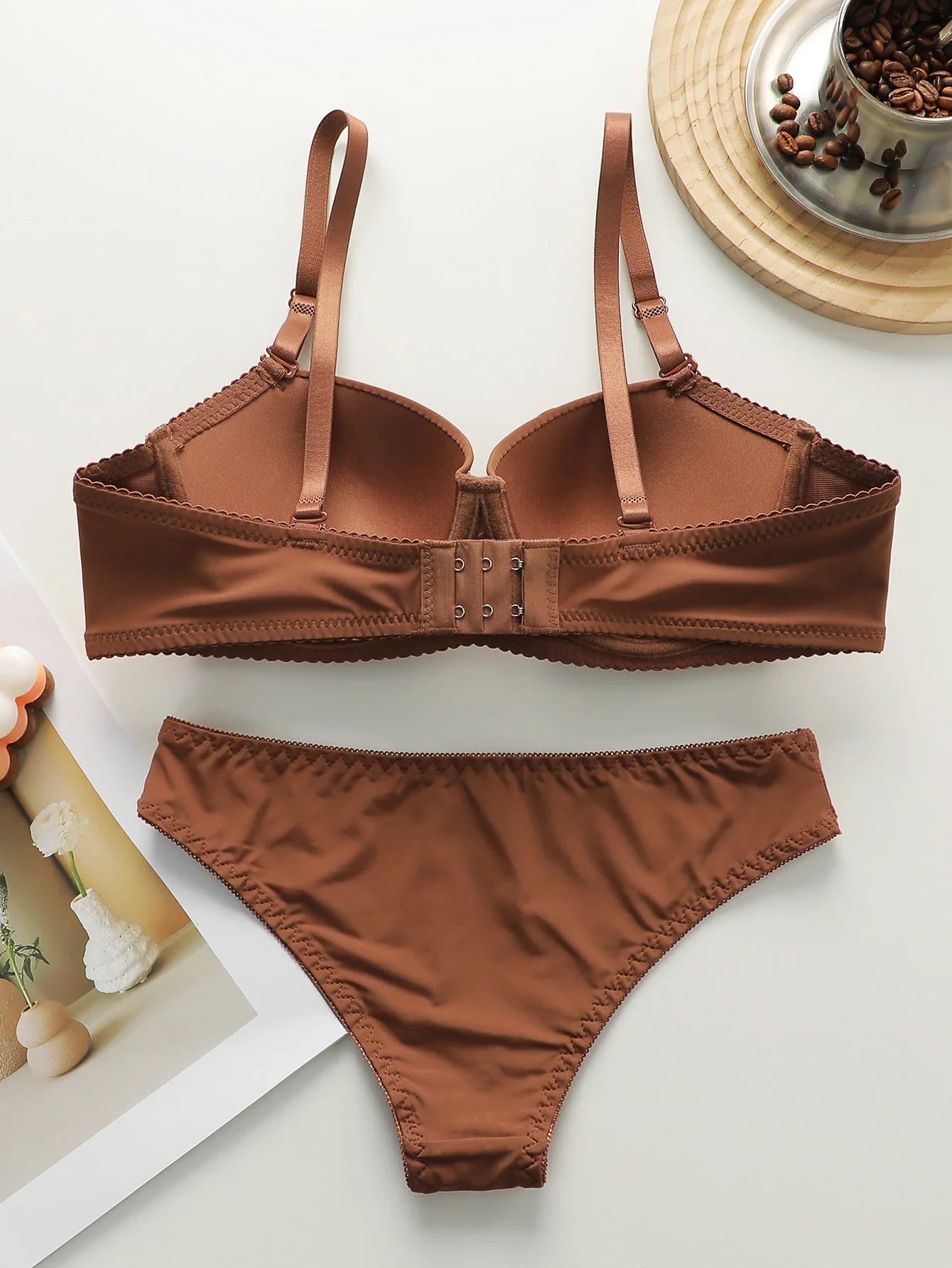 New Hot Selling Solid Color Daily 2-piece Set with Steel Rim push up Bra for Women Underwear Set J2611