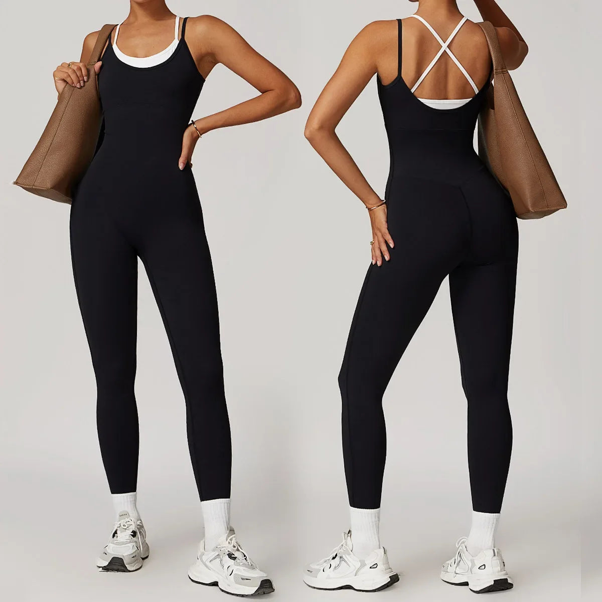 Yoga Jumpsuit Fake two color contrast halter sport jumps Women Push Up Gym Fitness Overalls Sport Outfit Sportswear Clothes 8843