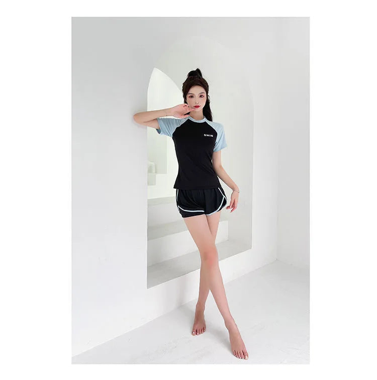 Swimsuit Women's Two-piece Split Sports Style Student Conservative Cover Belly Slimming Hot Spring Ins Style Plus Size  Swimsuit