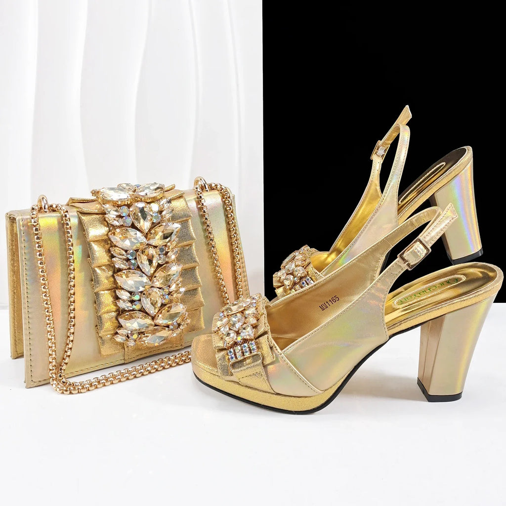 doershow  Lastest Italian Design Fashion Style Ladies Shoes with Matching Bag Set 2025 Nigerian Shoes and Bag Set HFG1-2
