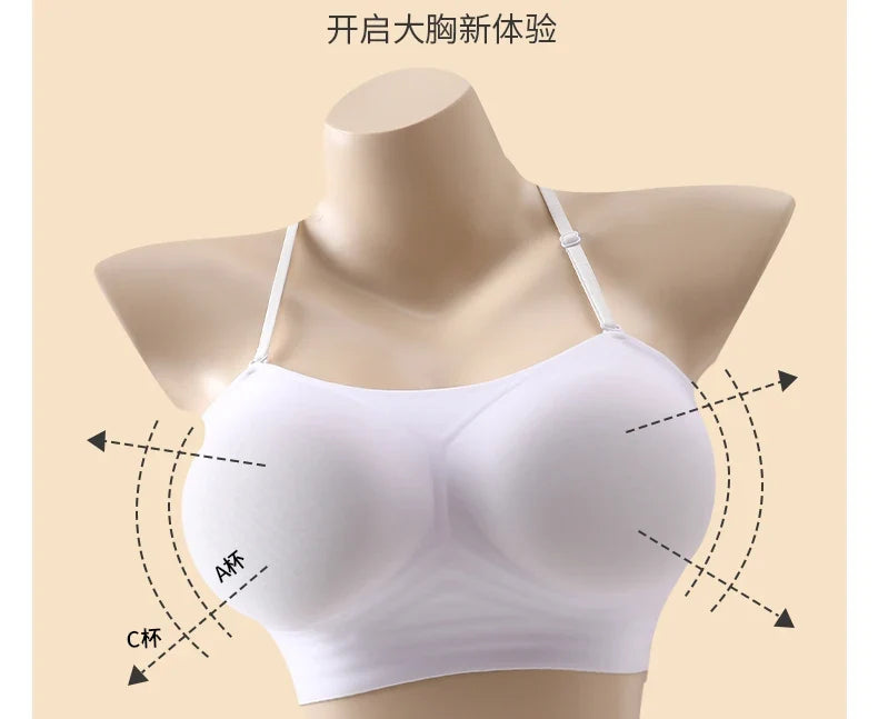 MOYISU Strapless Push Up Bra Underwear, Cross Back for Small Chest, Padded Enhancer Adhesive Lift to Look Bigger, Deep Plunge