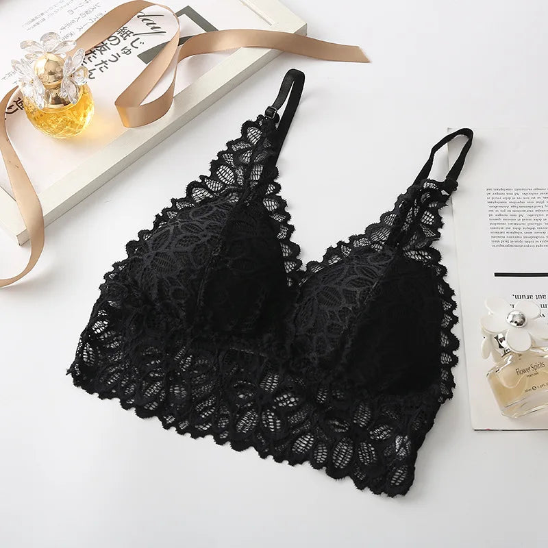 Lace Bralette Deep V-neck Bras For Women Push Up Bra Female Comfort Underwear Sexy Lingerie Padded Brassiere