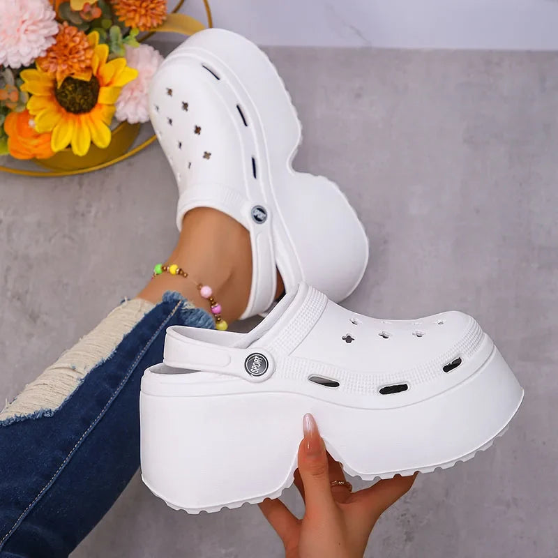 Soft Chunky Heels Sandals Women Fashion Closed Toe Platform Sandals Woman Summer Solid Color Non-Slip Beach Casual Sandalias