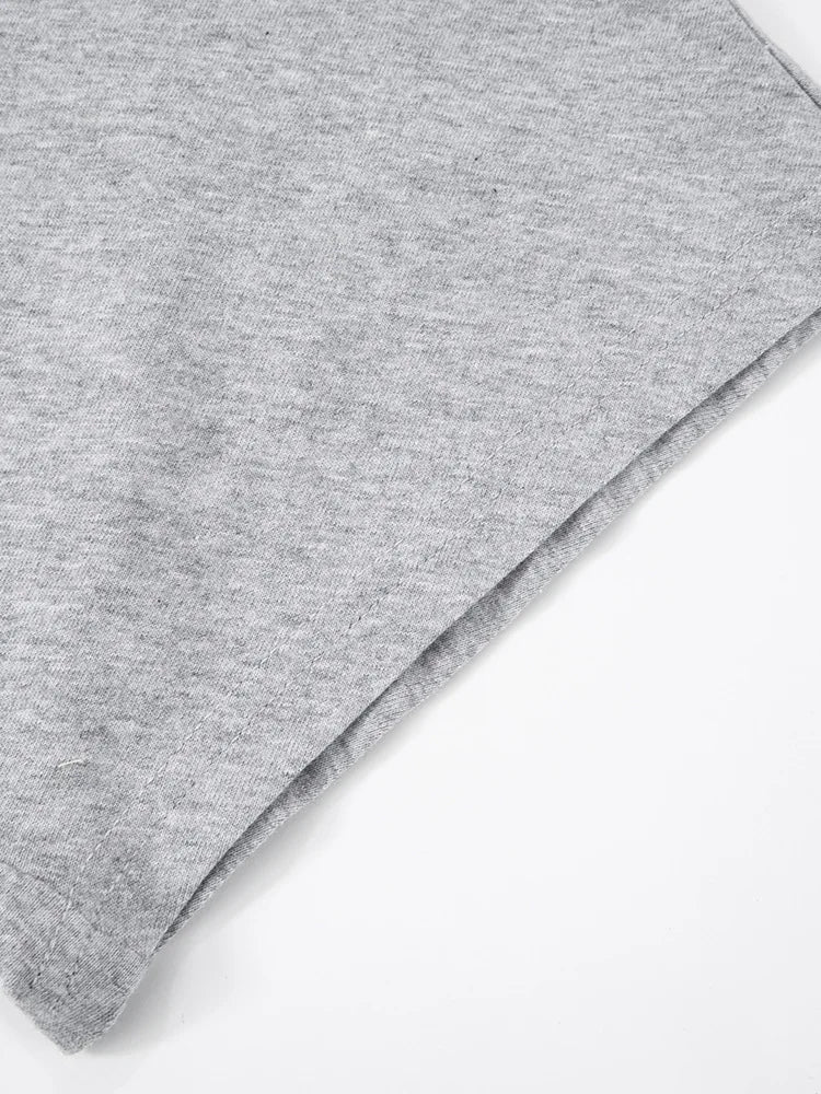 Fashion Casual Solid Gray Cropped T-shirt 2026 Woman Clothes O-neck Corset Tops Streetwear Girls Summer Autumn Short Tee Shirts
