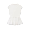Women's Fashion Casual Sleeveless Half-High Collar Short Skirt Hem Top White Sleeved Peplum Top High Neck Slim Fit Casual KUAT