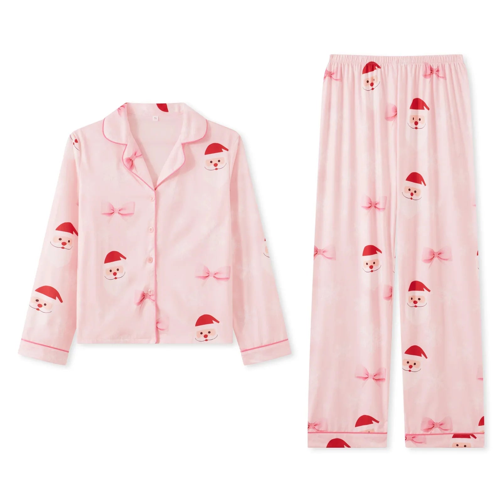 Women’s Two Piece Christmas Pajamas Set Long Sleeve Button Shirt Tops and Long Pants Fall Lounge Outfits
