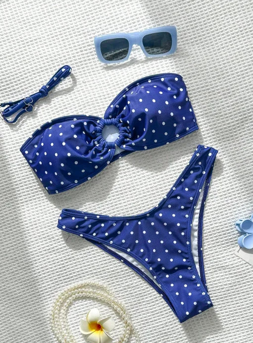 XS - L Polka Dot Bandeau Bikini Women Swimwear Female Swimsuit Two-pieces Bikini Set Brazilian High Cut Bathing Suit Swim Lady