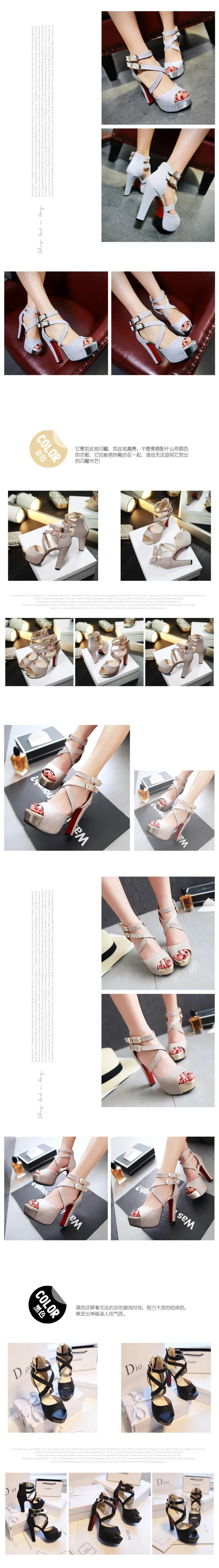 Women's Sandals Summer New Style Fashion Fish Mouth Open Toe Buckle Thick Heel High Heel Women's Shoes Plus Size 33-43 High 11cm