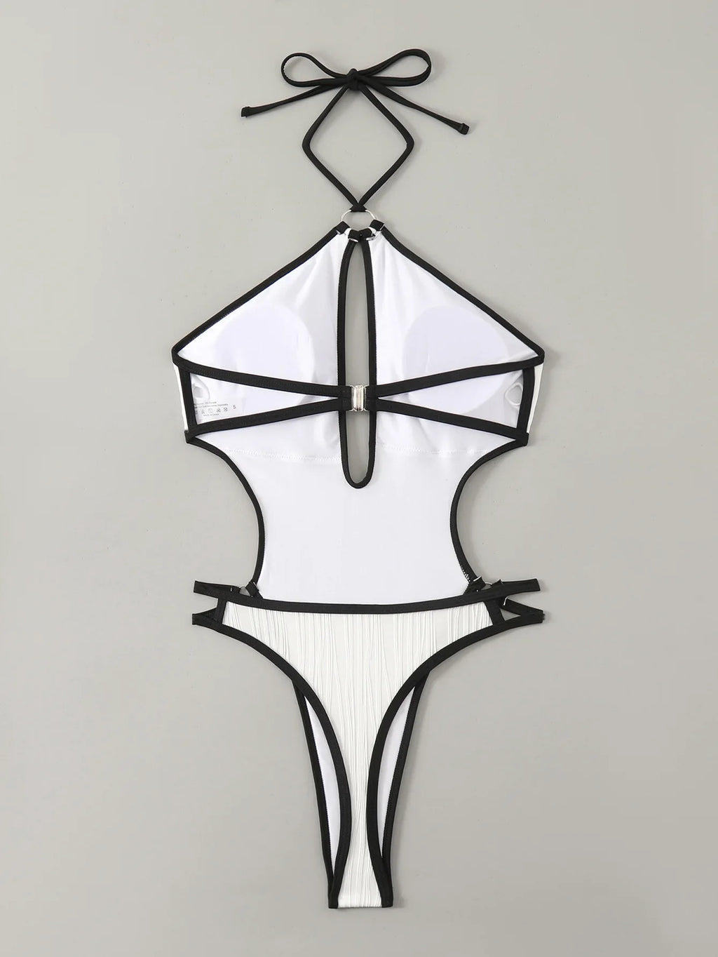 DEKA White Hollow One Pieces Swimsuit Women's Beaded HalterBathing Suit Bodysuit Vacation Swimwear Beach Wear