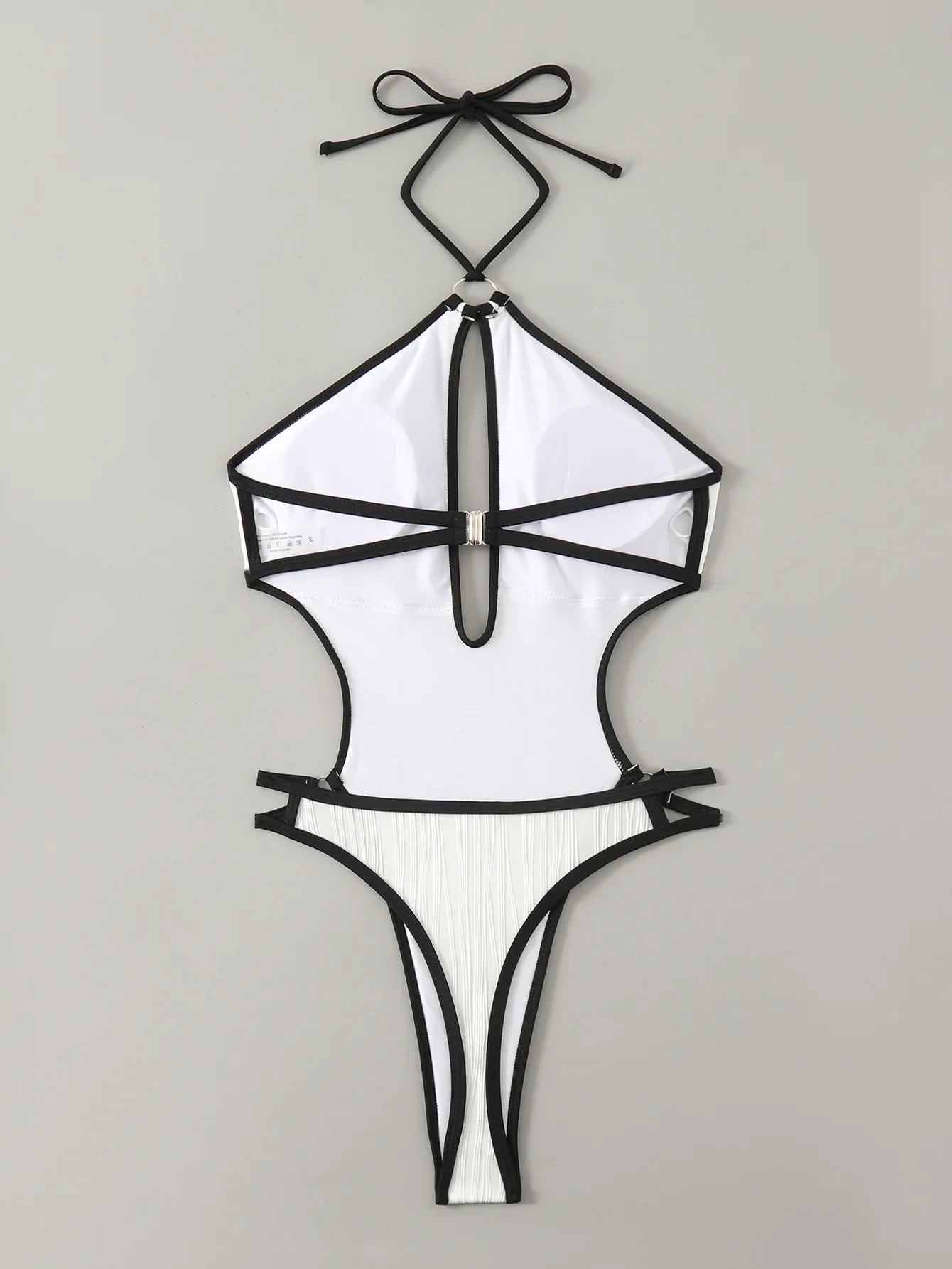 DEKA White Hollow One Pieces Swimsuit Women's Beaded HalterBathing Suit Bodysuit Vacation Swimwear Beach Wear