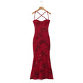 Sexy Backless Cross-cutout Strap Dress For Women Heavy-duty Fishbone Steel Support Slim-fit Jacquard Gown Fishtail Long CAUP
