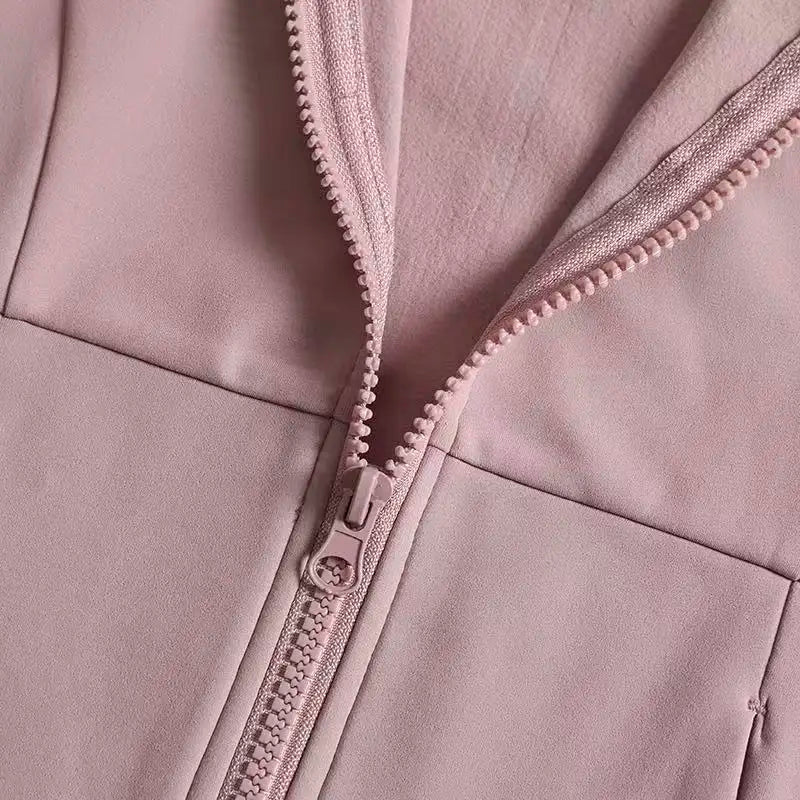 Women's Long-Sleeved Fleece Jacket Slimming Warm Coat for Yoga Pilates Fitness Running - Autumn Winter Sports Outerwear