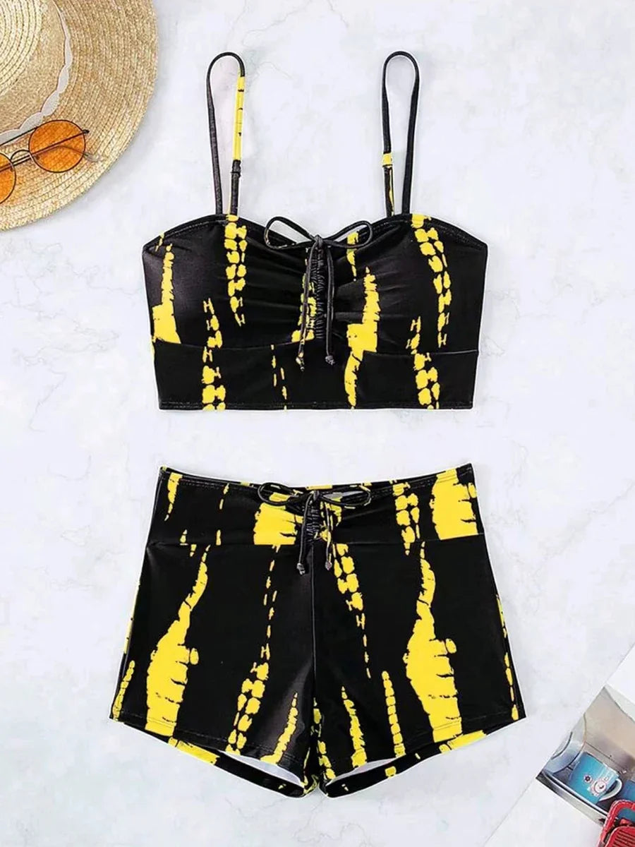 2026 Print String Bikini Swimsuit Women High Waist Shorts Swimwear Female Bathers Bathing Swimming Swim Suit Beachwear