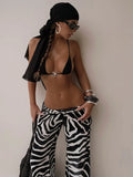 Sexy Black Starfish Ornament Bikini Set 2025 Women Zebra Print High Waist Panties 3 Piece Swimsuit Bathing Suit Thong Swimwear