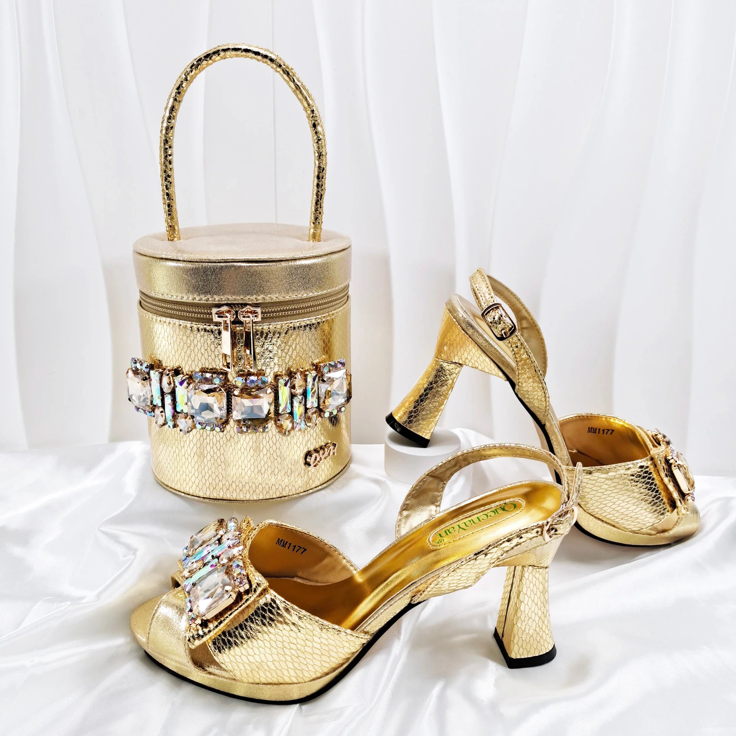 doershow new come Matching Women Shoe and Bag Set Decorated colorful Nigerian Shoes and Bag Set Italy Shoes and Bag set  HF1-1