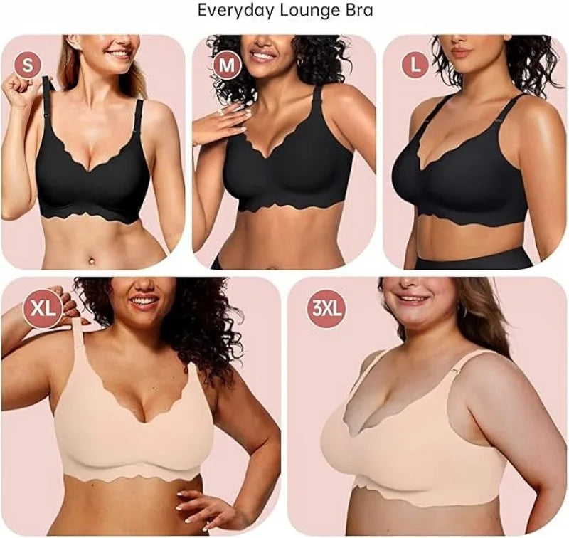 Women's Wave Jelly Seamless Bra 3/4 Cup Thin Molded Wire-Free Supportive Bra with Push-Up Comfort Solid Color Underwear Sostén
