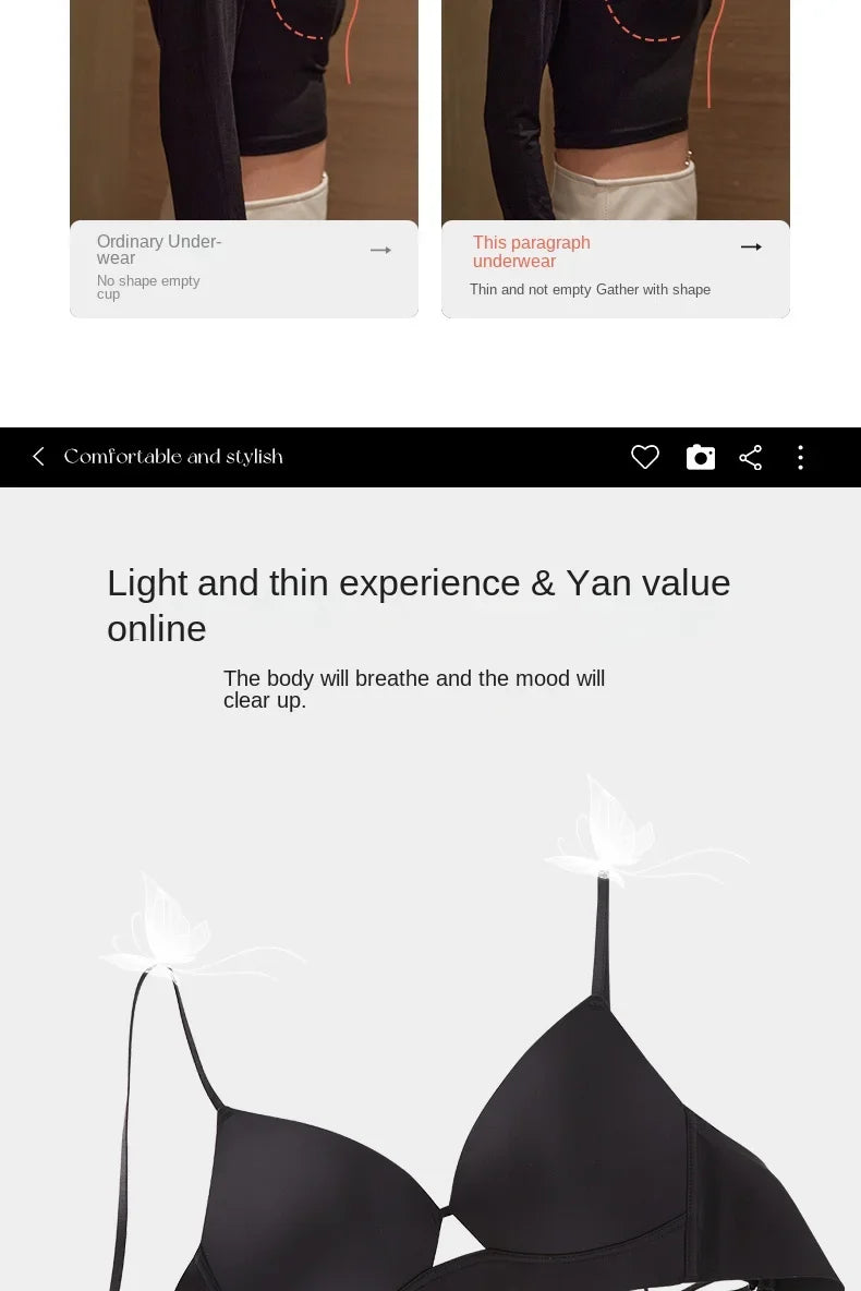 MOYISU Desire Triangle Cup Women Summer Thin Small Chest Gathered To Show A Large Pair of Breast Anti-sag No Underwire Bra Women