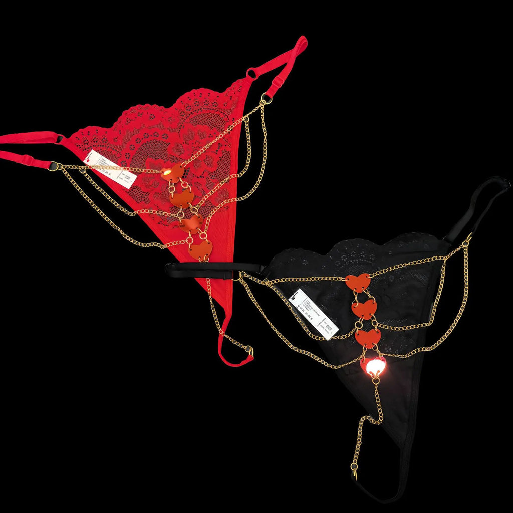Rhinestones Metal Chain Sexy Women Panties Gem G String Girls Briefs Thong Lace Erotic Female Underwear Low Waist Intimates